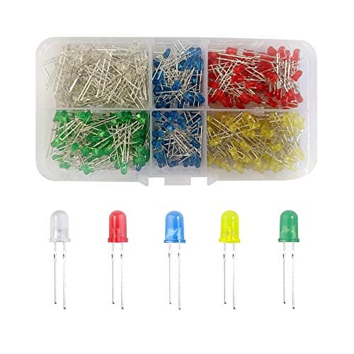 Image of YIXISI 400 PCS 3mm LED Diode Kit, 2-Pin Light Emitting Diodes, Round Head LED Lamp, LED Light Diodes, Assorted Color Diodes Resistor Kit, White/Green/Red/Blue/Yellow