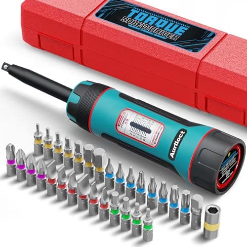 Image of Aurlloct 1/4" Long Torque Screwdriver Wrench Set, 0.4-2.4Nm Torque Wrench Bits Set, with S2 Steel Bits, for Household Repairs, Bicycle Maintenance