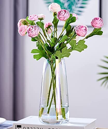 Image of Vzmiza Premium Quality Exquisite Clear Large Tall Flower Vase 22 cm - Home Décor, Room Farmhouse, Centerpiece, Patented Design