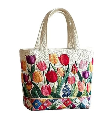 Image of Quilted Tote bags，Quilted Bag，Quilted Tote Bags，Quilted Tote Bags For Women，Quilted Bags For Women，patchwork tote bag，quilted shoulder bag (H-1)