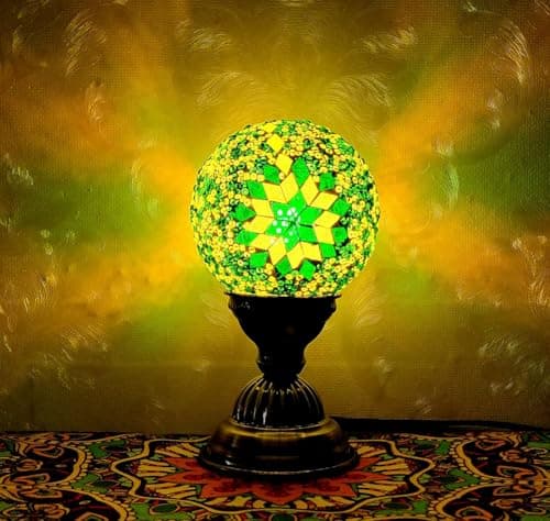 Image of Maimeili Retro Turkish Mosaic Vase Lamp Turkish Moroccan Table Lamp Colorful Handmade Glass Vase with Wood Base for Flowers USB Charge Decor Light for Bedroom Ambient Living Room Farmhouse