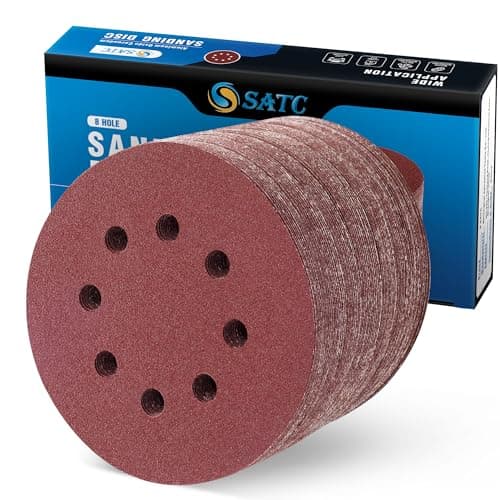Image of SATC Sanding Discs 120 Grit 72Pcs Orbital Sander Discs 125mm Hook and Loop Round Orbital Sander Pads for Sanding