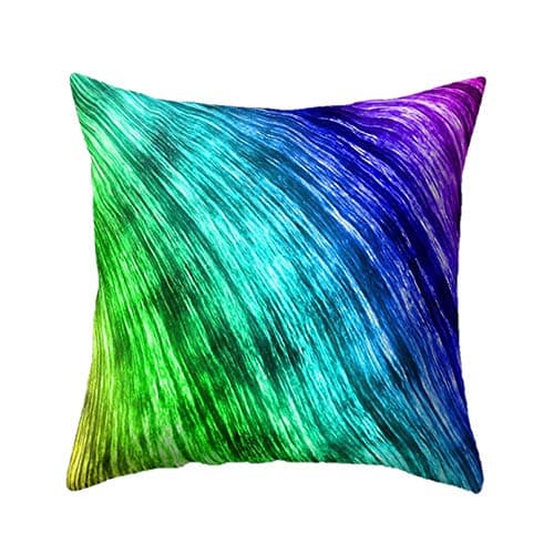 Image of Zodiark Cushion Cover with Vivid Rainbow Multi Colour Print Patterns 45x45cm (Waves 2)