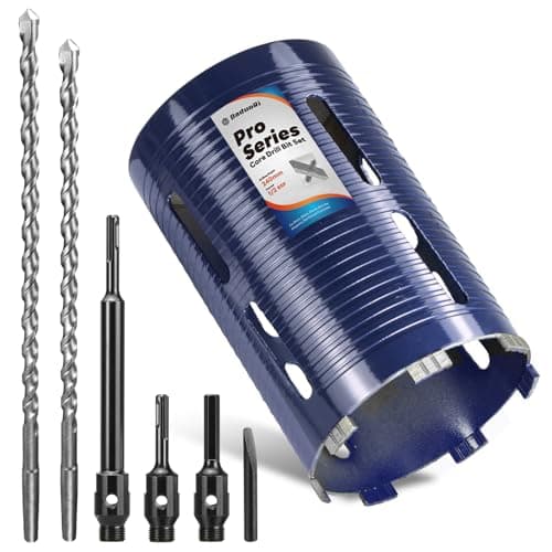 Image of DaduoRi Pro 152mm x 240mm Core Drill Bit Set, Includes 3 Adapters(240mm & Regular SDS Plus, Hex), 2 Extra Long Centre Bits(290mm/300mm) - For Deep Holes in Concrete, Brick Block, Stone, 1/2" BSP