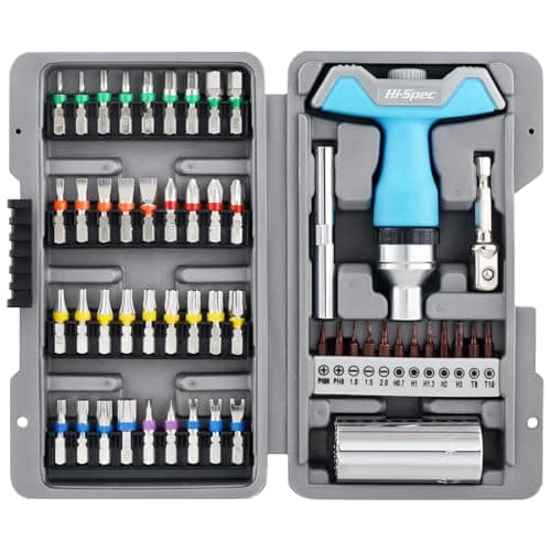 Image of Hi-Spec 52pc Multi Screw Driver Bit Set and Universal Self Adjusting Socket Adaptor Tool with Precision, Torx and Tamperproof Security 1/4 Inch Hex Screwdriving Drill Driver Bit Accessories in a Case