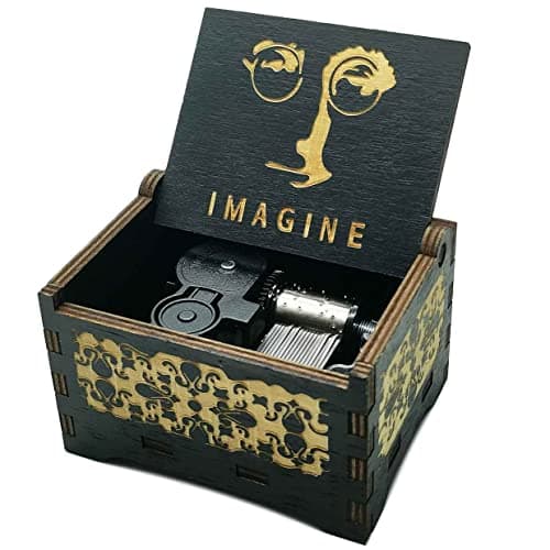 Image of Imagine Music Box By John Winston Lennon-18 Note Mechanism Antique Carved Musical Box Best Gift For men Friends Play Imagine music