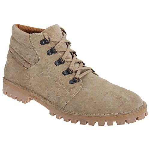 Image of Roamers Men's Real Suede D Ring Leisure Boots - Padded Ankle - Light Taupe, 10 UK