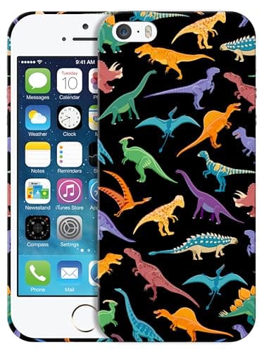 Image of GlamCase for iPhone 5 / 5S / SE 1st Gen, iPhone 5 / 5S / SE 1st Gen Case - Dinosaur Multicolor Pattern Design Printed Cute Plastic Hard Protective Designer Back Case for iPhone 5 / 5S / SE 2016.