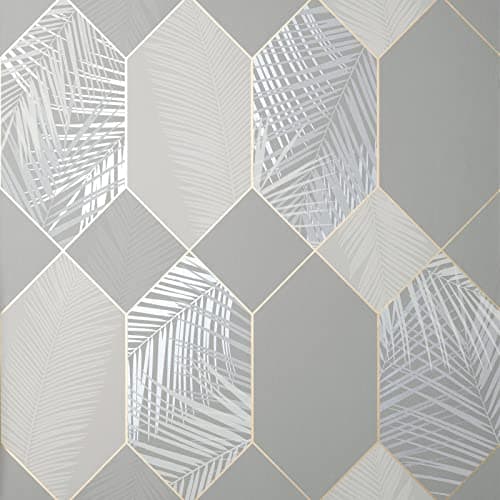 Image of Fine Decor UK Miami 2021 Tropical GEO Grey