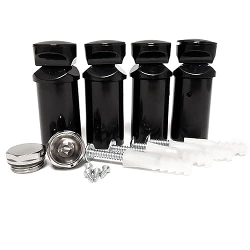 Image of Black Full Set of Universal Brackets for Heated Towel RAIL Radiator Flat Or Curved With Plugs
