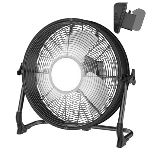 Image of T-SUN Cordless Floor Fan Compatible with Makita 18V Battery, 16" High Velocity Industrial Floor Fan with LED Light, AC Adapter Included for Garage, Workshop, Shed, Jobsite & Repair Work