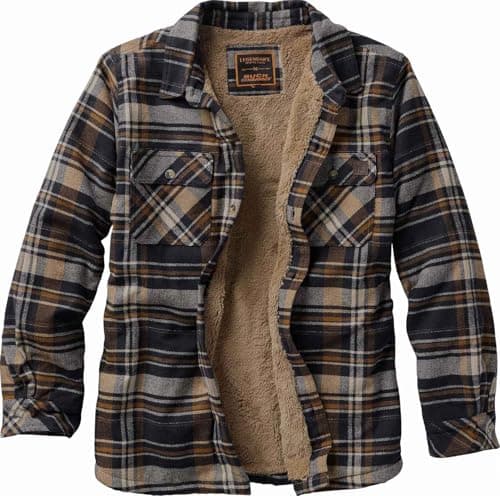 Image of Legendary Whitetails Men's Buck Commander Deerfield Flannel Berber Lined Shirt Jacket, Midnight Storm Plaid, Medium