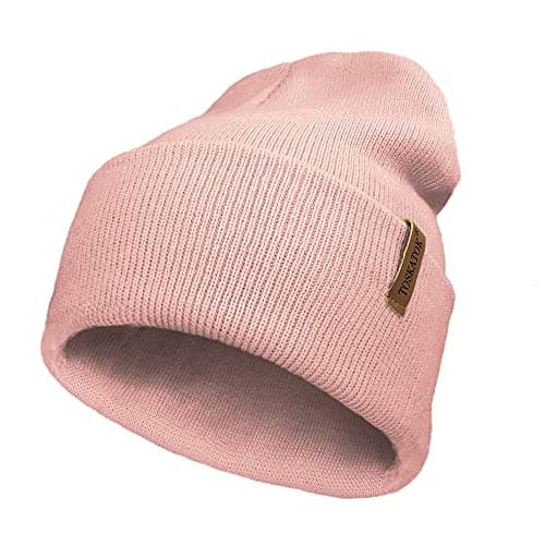 Image of TOSKATOK Unisex Ladies Soft Feel Turn up or Slouch Knit Beanie Hat Warm Winter Woolly Hat-Nude