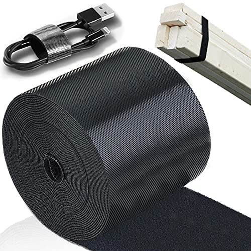 Image of TEUVO 10CM x 3M Double Sided Hook and Loop for Tying Cable, Sew On Non Adhesive Back Wide Fabric Fastener Straps for Cable Management Ties, DIY Craft Around Home and Office