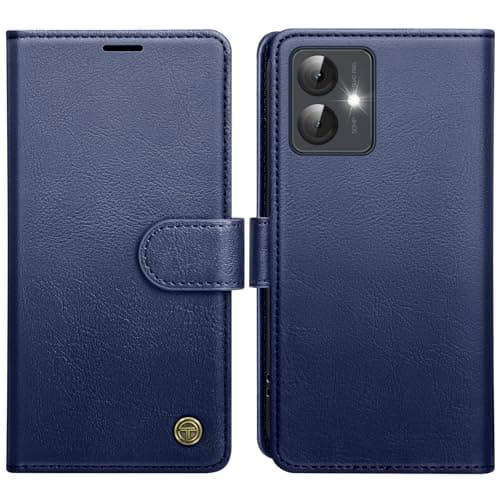 Image of AIMOYU for Motorola Moto G14 Case, Flip Wallet Leather Phone Case with [4 Card Slots] [Kickstand] [RFID Blocking] Magnetic Protective Shockproof Cover for Motorola Moto G14 Phone Case - Blue