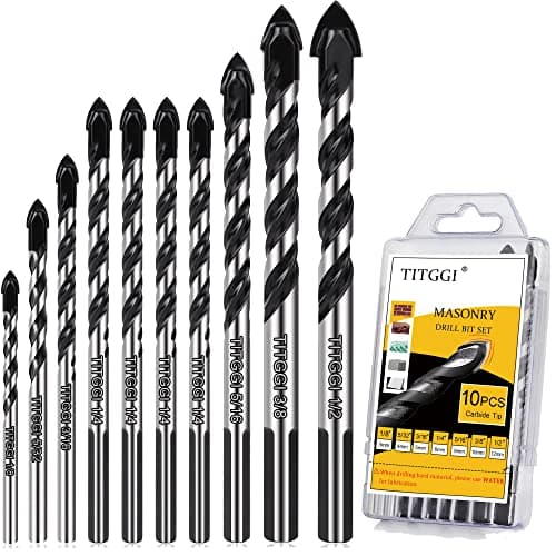 Image of 10PCS Tile Drill Bits Set, Professional Masonry Drill Bits Set for Porcelain/Glass/Brick/Plastic/Cement/Wood/Tile/Etc (3mm to 12mm)