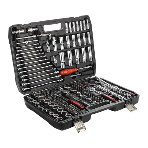 Image of BREEZENEST 216Pcs Socket Set Ratchet Tool Kit with Case 72-Tooth Chrome Molybdenum Ratchet Wrench Torque Socket Bit Set & Hex Keys Complete Mechanic Tool Set for Car Bicycle Auto Home Repair