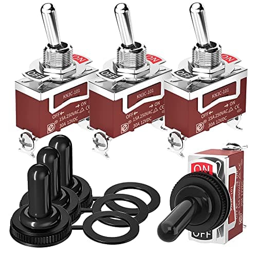 Image of Gebildet Marine Toggle Switch 12VDC 20A Waterproof Toggle Switch 250V AC 15A Heavy Duty with Weatherproof Cover SPST ON/Off 2 Pin for Auto Car Truck Boat