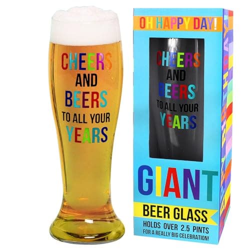 Image of AGP ADVANCED GLOBAL PRODUCTIONS Giant 2.5 Pint Beer Glass, Large Novelty Pint Glass, Beer Stein Pint Glass, Holds 2.5 Pints, Novelty Gift Glass, 1550ml Capacity