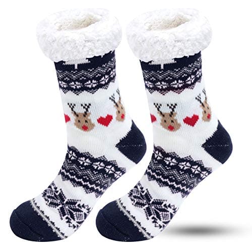 Image of BOER Slipper Socks - Winter Ladies Non Slip Soft Cozy Slipper Socks Fleece Lined Fluffy Socks Knitted Warm Home Socks
