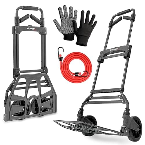 Image of MoverX Folding Hand Truck Aluminium, Heavy Duty Hand Truck Foldable Trolley on Wheels, Multi Purpose Sack Truck Moving Trolley, 150kg