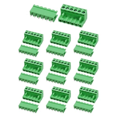 Image of sourcing map Pluggable PCB Terminal Block Connectors, 10 Set 6 Pin 5.08mm/0.2" Pitch Straight Pins Screw Terminal Block Connector for DIY Panel Mount Electronic Projects(Green)