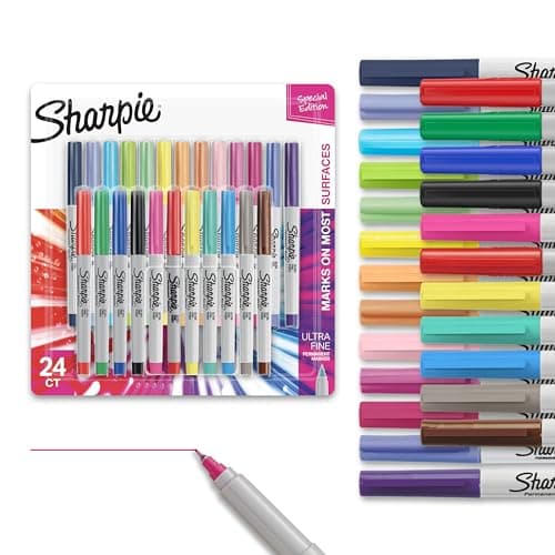 Image of Sharpie Color Burst Permanent Markers, Ultra Fine Point, Assorted Colors, 24 Count