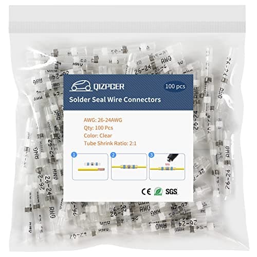 Image of 100 Pcs Solder Seal Wire Connectors, 26-24 AWG Heat Shrink Solder Connectors, Marine Grade Waterproof Butt Electrical Wiring terminals for Automotive Boat Truck