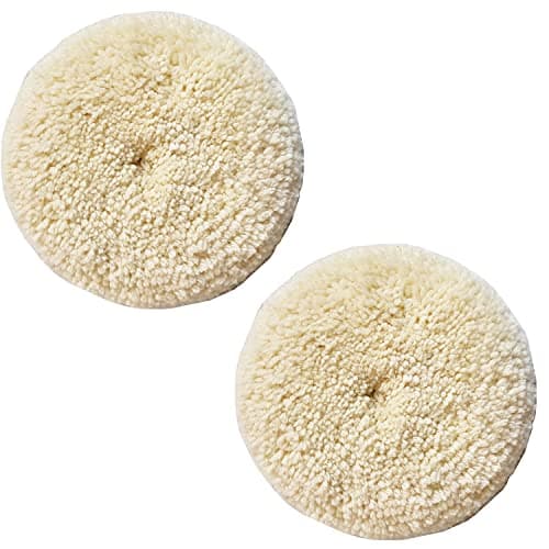 Image of Sisha-A Wool Polishing Pads, 2 Pack 7" (180mm) Buffing Pads with Hook and Loop Back for Compound, Cutting & Polishing, 100% Natural Wool, Thick and Aggressive