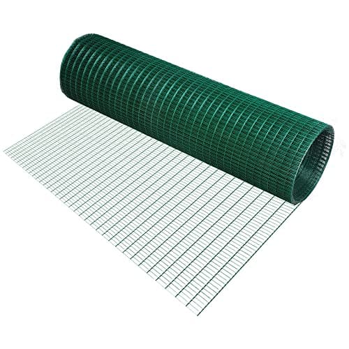 Image of Pawhut PVC Coated Welded Wire Mesh Fencing Chicken Poultry Aviary Fence Run Hutch Pet Rabbit 30m Dark Green