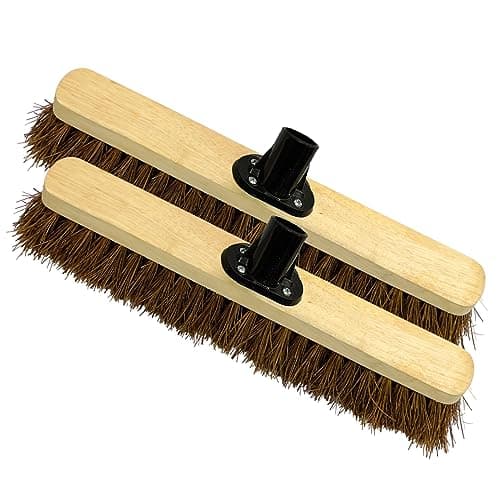 Image of EDS 18” Garden Broom Head ONLY Outdoor Natural Bassine Hard Bristle Broom with Durable Support Bracket Yard Brush Heavy Duty Broom Outdoor Stiff Sweeping Yard (PACK OF 2)