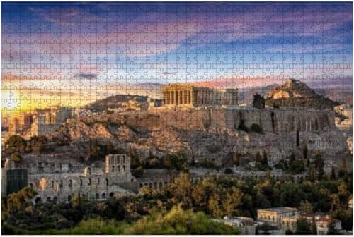 Image of 1000-piece The Parthenon Temple on the Acropolis of Athens, Greece. Large puzzle for adults. Educational toy for creative games. Puzzle 26x38cm