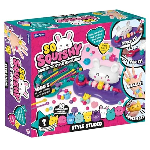 Image of John Adams So Squishy Style Studio | Arts & Crafts Squishy Fashion Jewellery Making Kit | Make Cute Fidget Rings, Bracelets, Necklaces & Bag Charms | Great Gift Idea for Birthday & Christmas | Age 5+