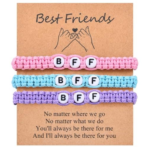 Image of CERSLIMO Best Friend Bracelets for Girls Kids - 3 Pcs BFF Charm Braid Bracelets for Kids Jewellery Birthday Christmas Stocking Stuffers Gifts