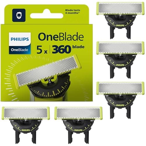 Image of Philips OneBlade Authentic 5x 360 Blade Replacements - Fits ALL OneBlade handles - Durable Stainless Steel- 20- month supply, Model QP450/50