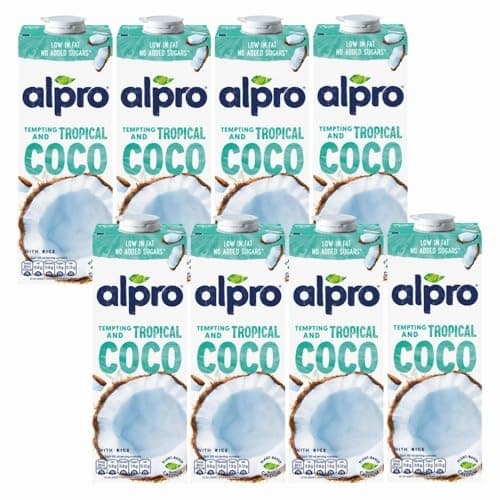 Image of Original Coconut Milk 1L x 8 Compatible with Alpro Plant Based Long Life Vegan Drink with Welari Thank You Card | (8 Pack)