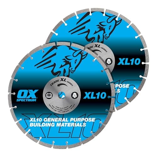 Image of OX Trade XL-10 Segmented Diamond Blade Twin Pack – 300mm Dia/20mm Bore, General Purpose Cutting Disc for Concrete, Bricks, Kerbs, Pavers & Building Materials, Fits Angle Grinder & Disc Cutter