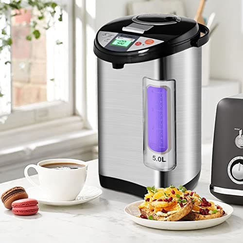 Image of COSTWAY 5L Instant Hot Water Dispenser, 5 Temperature Adjustment Thermo Pot with 3 Dispensing Ways, Rotatable Base, 24H Timer, Re-boil & Auto-Cut Off Function, Stainless Steel Water Boilers Kettle