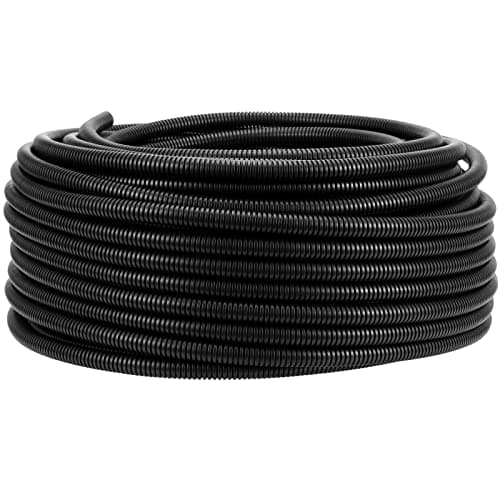 Image of MUKCHAP 50M Flexible Corrugated Conduit Tube, 10mm ID x 13mm OD, Car Wire Protection Pipe Hose for Car Tubing/Trunking, Black