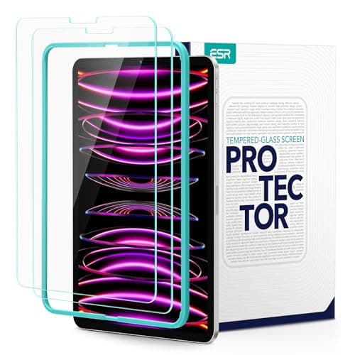 Image of ESR for iPad Pro 12.9 Screen Protector, Protective Film for iPad Pro 12.9 Inch (2022/2021/2020/2018), Tempered-Glass Film with Alignment Frame, Scratch Resistant, Face ID Compatible, 2 Pack