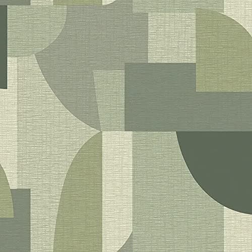 Image of Belgravia Decor Ceruti Geometric Wallpaper - Modern Wallpaper for Living Room, Bedroom, Fireplace - Decorative Luxury Wall Paper with Geometric Pattern (Green)