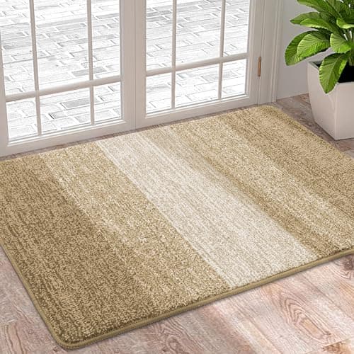 Image of Homaxy Door Mats Indoor, Machine Washable Soft Doormats, Dirt Trapper Super Absorbent Entrance Rug, Non-slip Floor Mats For Inside, Front Back Door, Pets and Dogs (50 X 80 cm, Beige)
