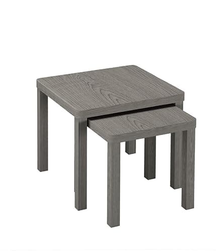 Image of URBNLIVING Set of 2 Square Wooden Nesting Tables, Space-Saving Coffee and Side Tables for Living Room, Bedroom, or Office, Modern Stacking Design, Available in Multiple Finishes
