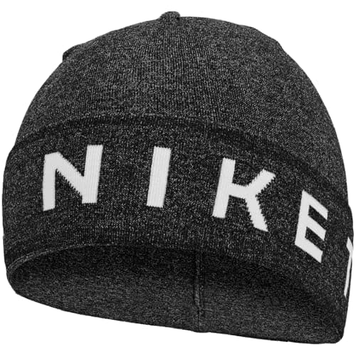 Image of Nike Dri-Fit Lightweight Knit Cuffed Beanie Sports Hat Running Training Fitness Beanie Lightweight, Black/Summit White, One Size