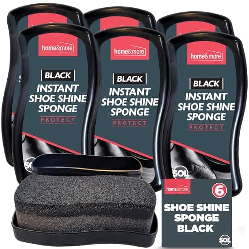 Image of SOL 6pk Black Instant Shoe Shine Sponge – Quick Shine Applicator for Leather and Vinyl – Easy to Use Polish Sponge for Black Shoes, Boots, Bags, Handbags and Other Accessories
