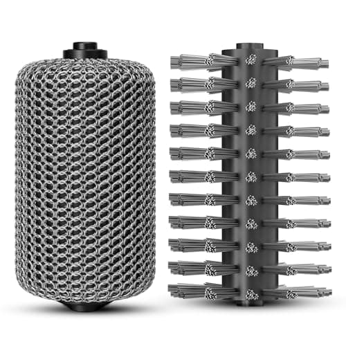 Image of GRILLION 2X Electric Grill Cleaner Replacement Heads – Stainless Steel Chain & Wire BBQ Grill Cleaning Brush Set - Interchangeable Brush Heads for GRILLION Electric Grill Cleaner