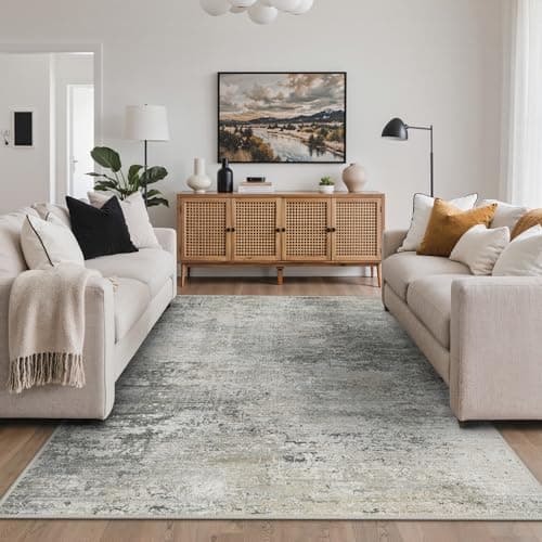 Image of BEIMO XL Washable Rugs 200x290cm, Abstract Area Rugs for Bedroom Soft Short Pile, Machine Washable Rug Non-Slip Large Rugs for Living Room, Dining Room, Grey Beige
