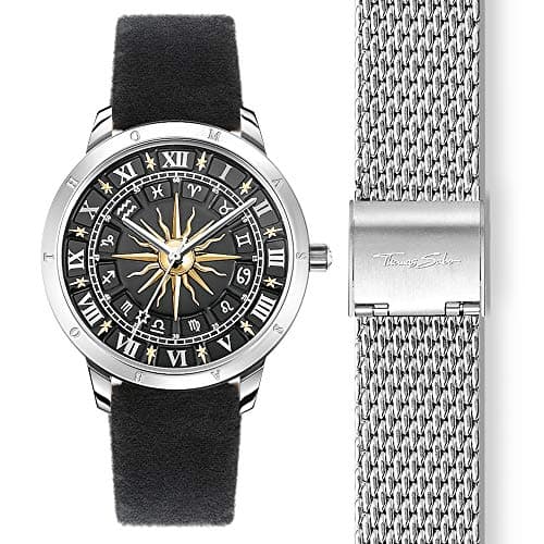 Image of Thomas Sabo Women Watch Sun Zoadic Sign Analogue Quartz Stainless Steel Velvet SET_WA0351-217-203-33 MM