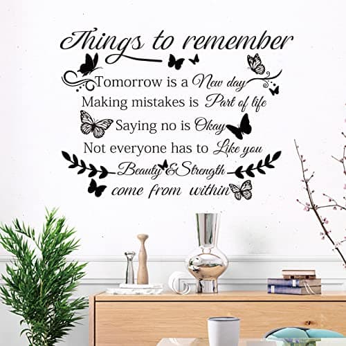 Image of SUPERDANT Things to Remember Wall Stickers Motivational Quotes Wall Decals Black Decals Stickers for Walls for Teenagers Bedroom Living Room Home Decorations 39x98cm