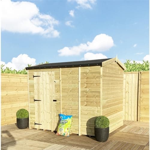Image of 3 x 6 REVERSE Windowless Pressure Treated Tongue and Groove Single Door Apex Shed + High Eaves (3' x 6') / (3ft x 6ft)